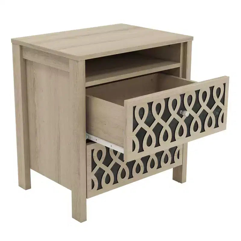 Comodino moderno a 2 cassetti con ripiano aperto, set da 2, vari colori