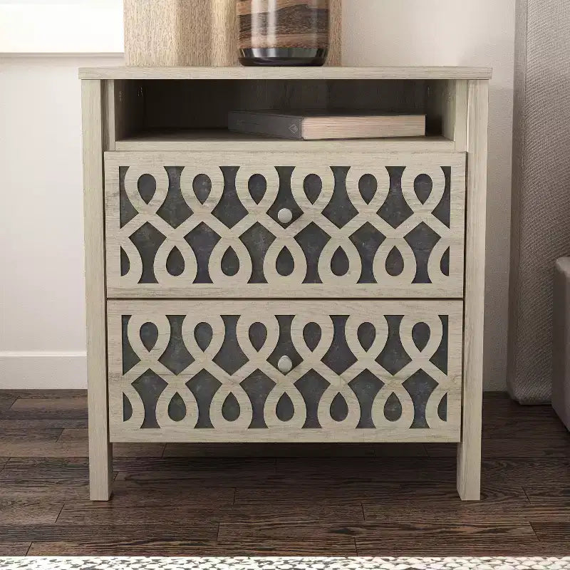 Comodino moderno a 2 cassetti con ripiano aperto, set da 2, vari colori