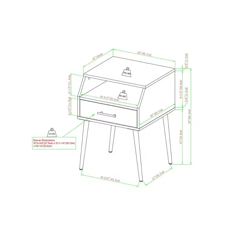 Comodino moderno grigio con cassetto e ripiano aperto, per 1