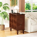 Modern Sofa Side Table With Drawer, Wooden Narrow End Table, Slim Bedroom Nightstand, Accent Bedside Table for Small Space Living Room Bedroom