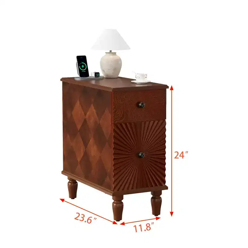 Tavolino con cassetto singolo in noce marrone