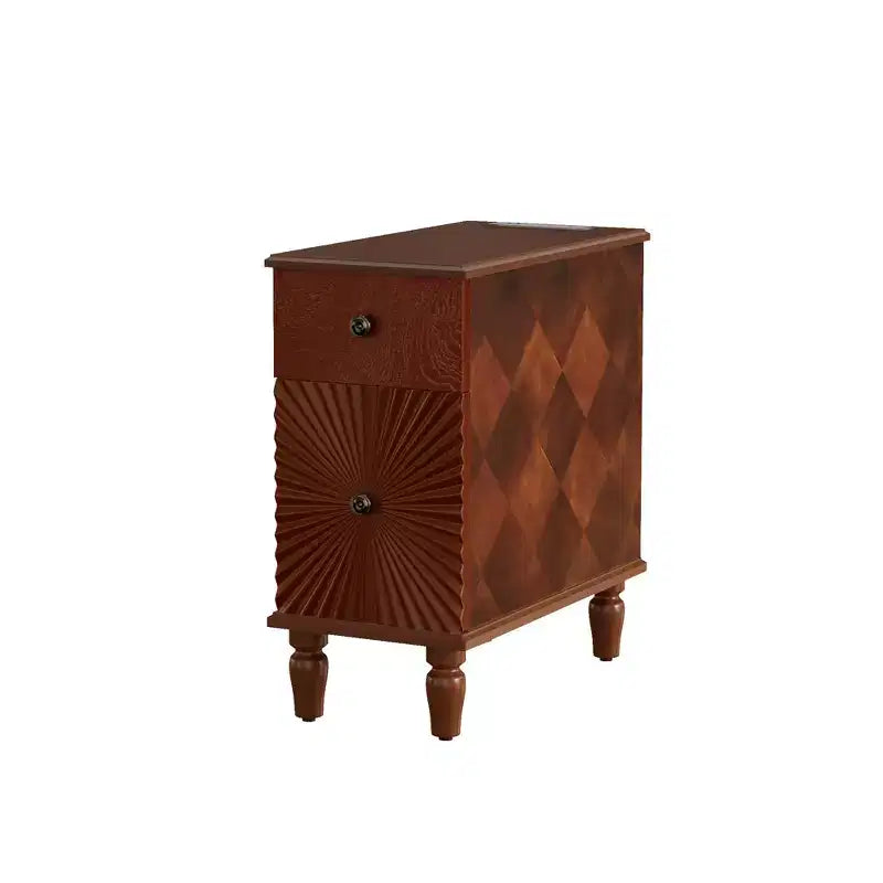 Tavolino con cassetto singolo in noce marrone