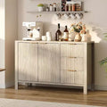 47 Fluted Sideboard Buffet Cabinet, 2 Doors, 3 Drawers, Adjustable Shelf, for Dining Room, Living Room, Entryway