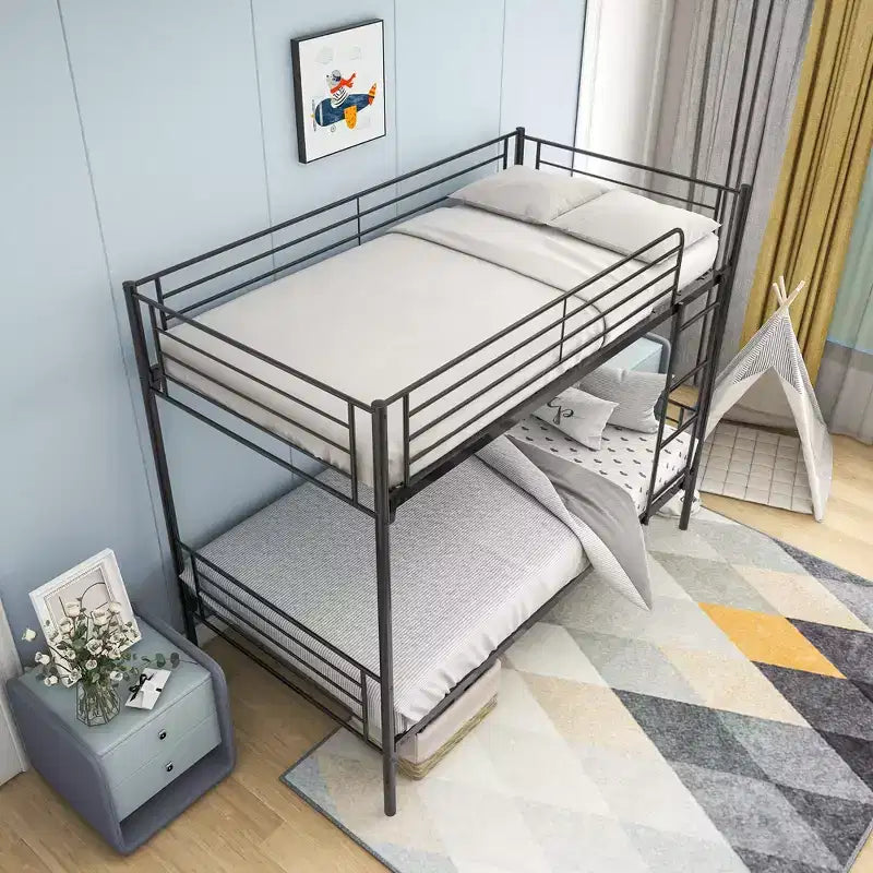 Letto a castello nero moderno in metallo "Twin-Over-Twin" per 2 persone