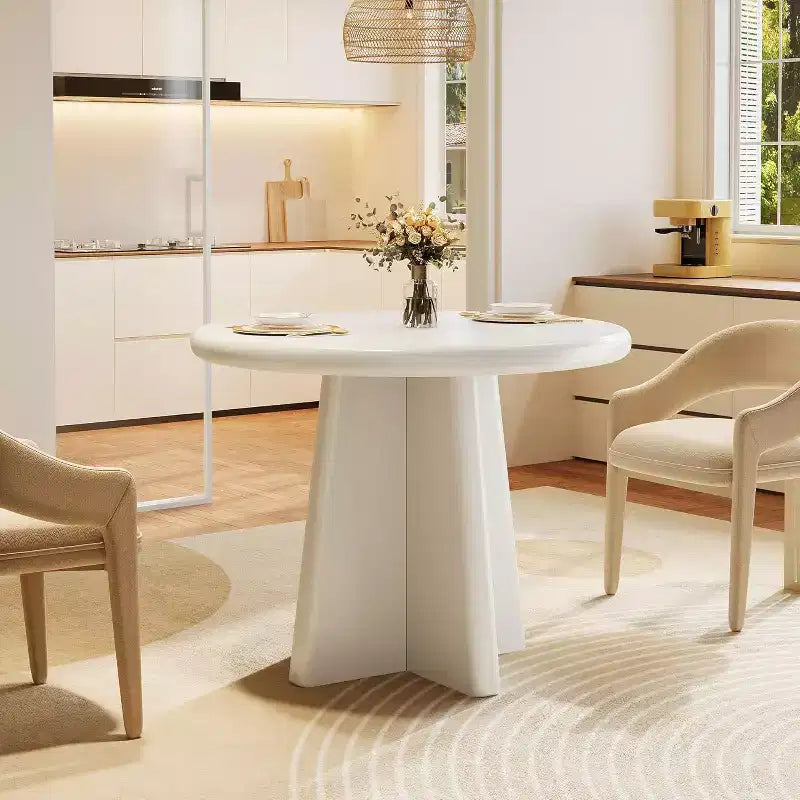 Tavolo da pranzo rotondo bianco, base a piedistallo, per 2-4 persone