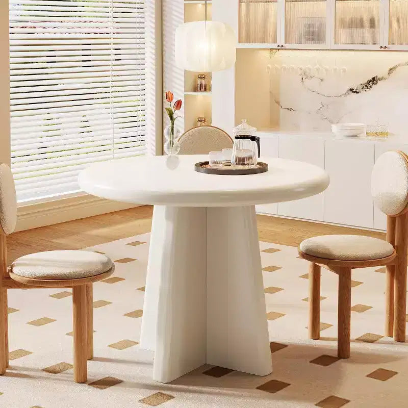 Tavolo da pranzo rotondo bianco, base a piedistallo, per 2-4 persone