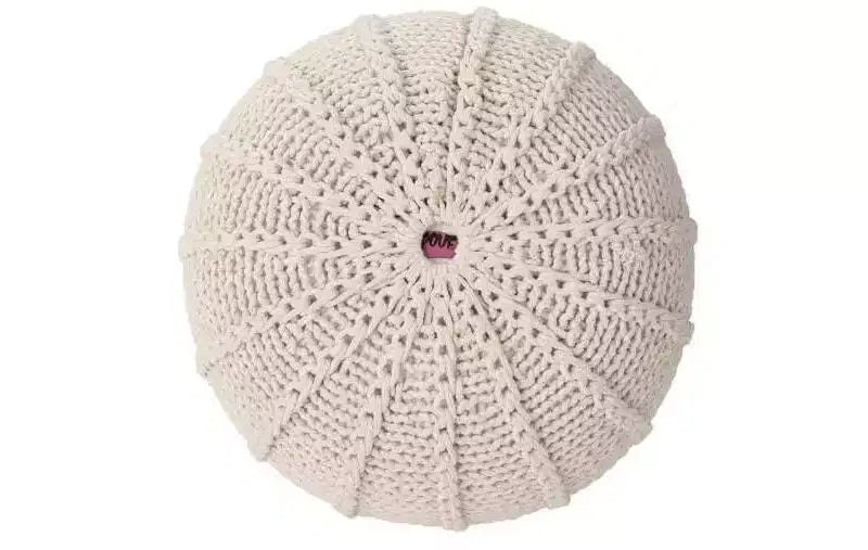 Poltrona sacco in maglia beige, monoposto, per interni ed esterni