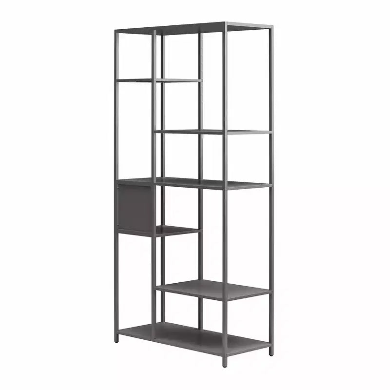 Libreria/divisorio in metallo grigio a 6 ripiani, singolo