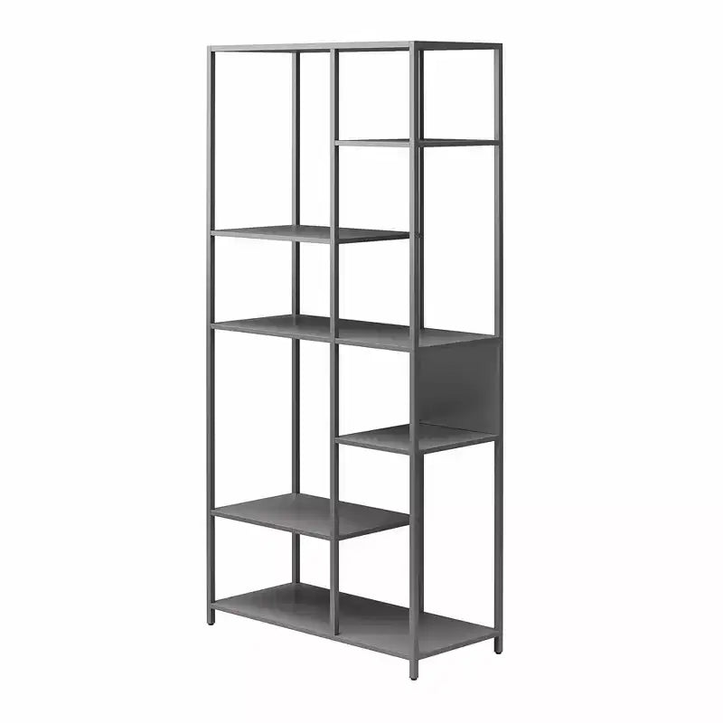 Libreria/divisorio in metallo grigio a 6 ripiani, singolo