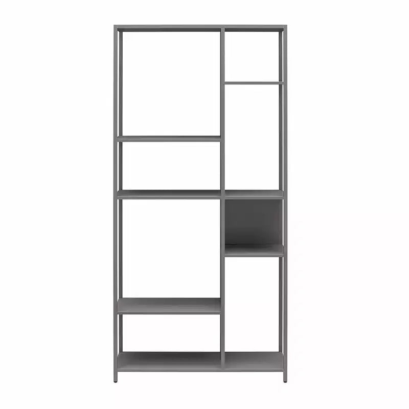 Libreria/divisorio in metallo grigio a 6 ripiani, singolo