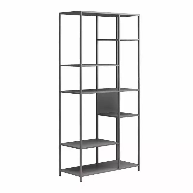 Libreria/divisorio in metallo grigio a 6 ripiani, singolo