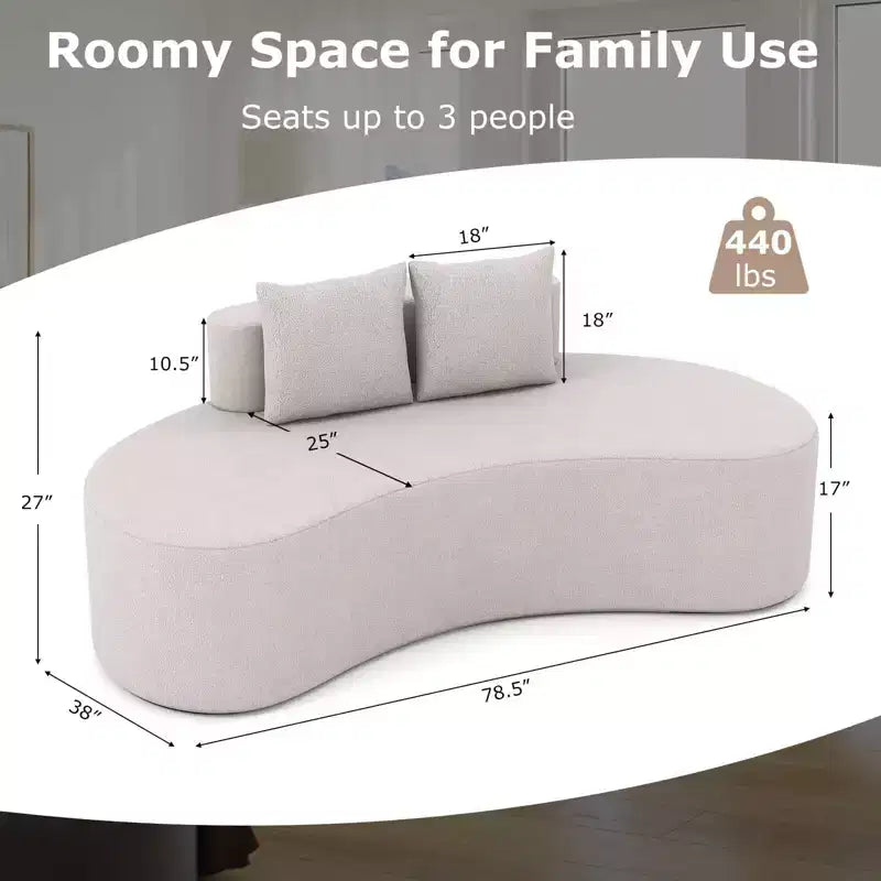 Divano a 2 posti Costway da 78,5" curvo rivestito in tessuto con 2 comodi cuscini e schienale basso, beige/grigio