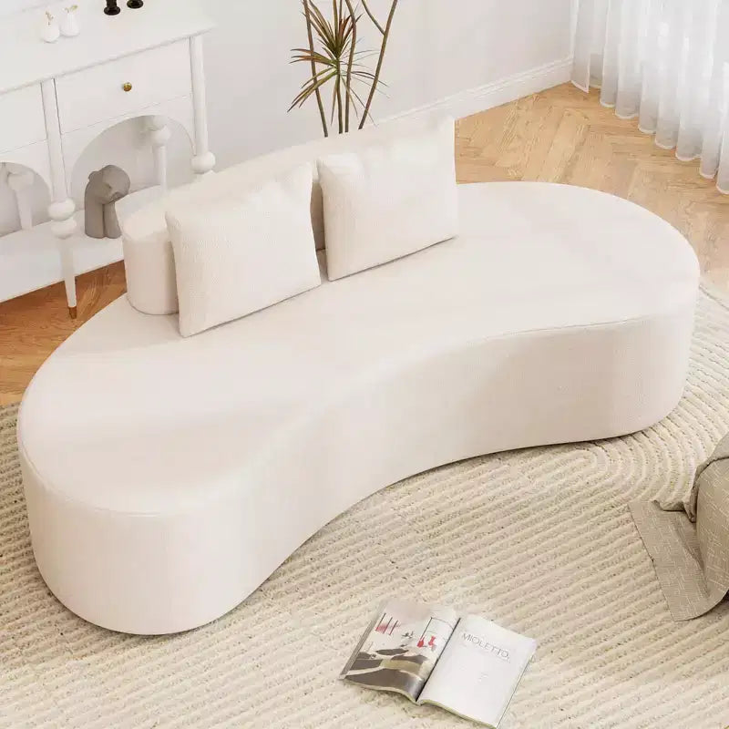 Divano a 2 posti Costway da 78,5" curvo rivestito in tessuto con 2 comodi cuscini e schienale basso, beige/grigio