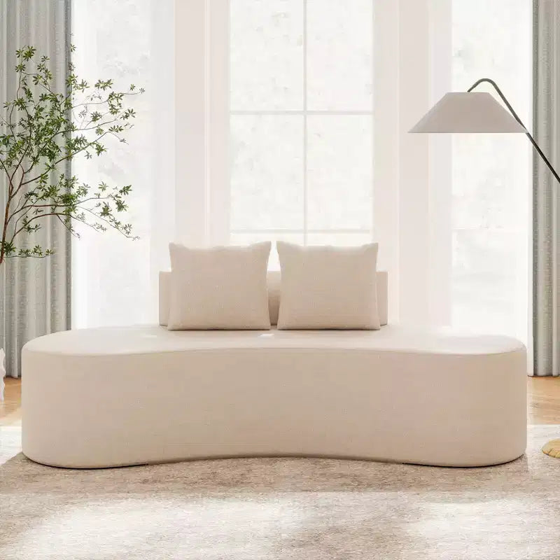 Divano a 2 posti Costway da 78,5" curvo rivestito in tessuto con 2 comodi cuscini e schienale basso, beige/grigio
