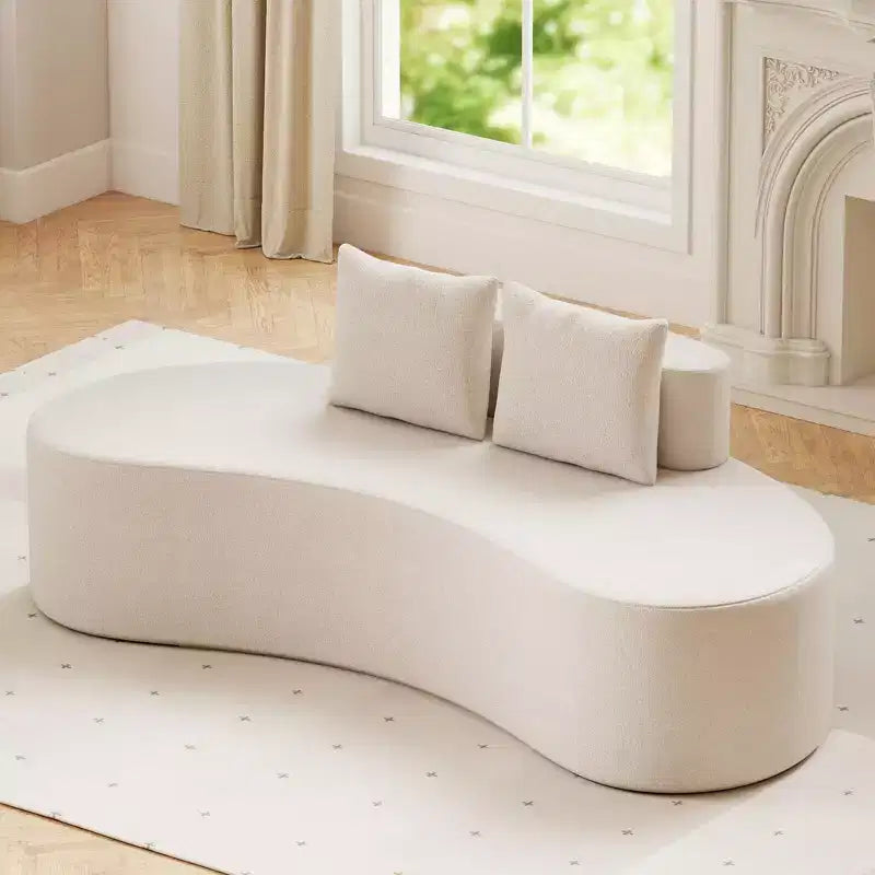 Divano a 2 posti Costway da 78,5" curvo rivestito in tessuto con 2 comodi cuscini e schienale basso, beige/grigio