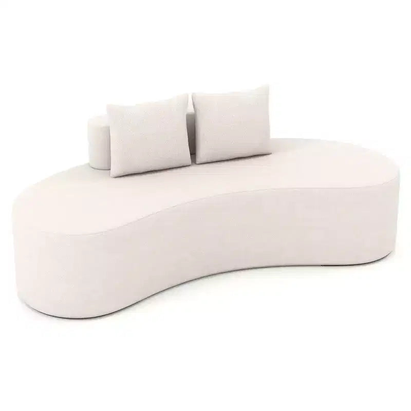 Costway 78.5 Sofa Couch Upholstered Curved Sofa with 2 Cozy Pillows Low Backrest Beige/Gray