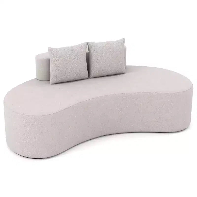 Divano a 2 posti Costway da 78,5" curvo rivestito in tessuto con 2 comodi cuscini e schienale basso, beige/grigio