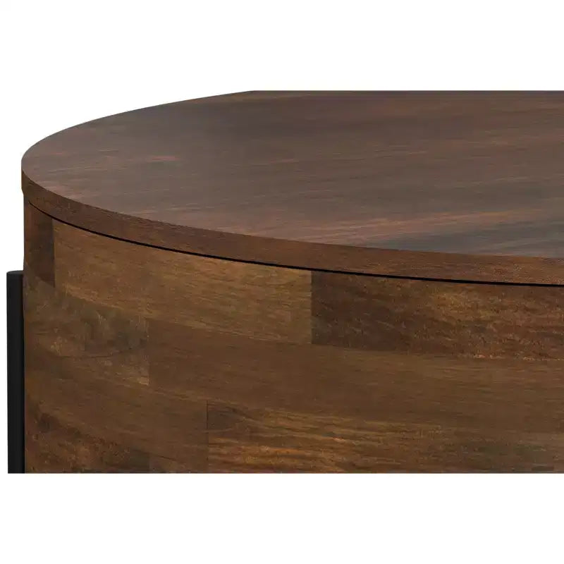 Tavolino da caffè Farmington SOLID MANGO WOOD 38 pollici Rotondo Moderno Urbano a Tamburo