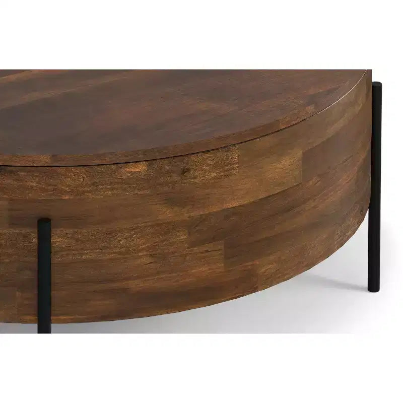 Tavolino da caffè Farmington SOLID MANGO WOOD 38 pollici Rotondo Moderno Urbano a Tamburo