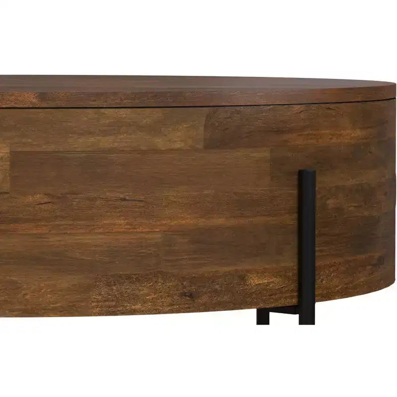 Tavolino da caffè Farmington SOLID MANGO WOOD 38 pollici Rotondo Moderno Urbano a Tamburo