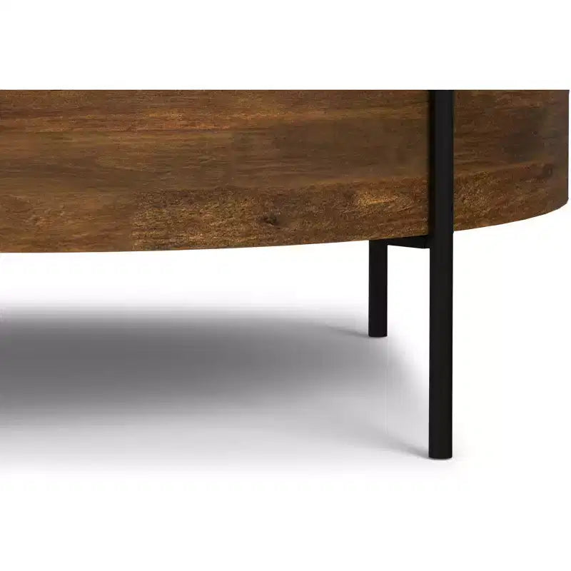 Tavolino da caffè Farmington SOLID MANGO WOOD 38 pollici Rotondo Moderno Urbano a Tamburo