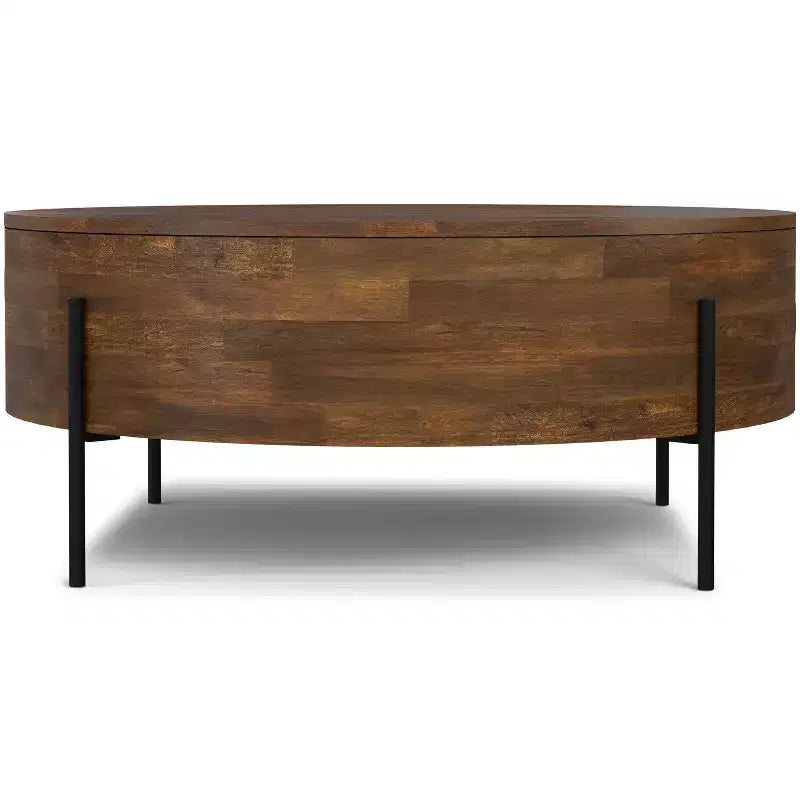 Farmington SOLID MANGO WOOD 38 inch Wide Round Modern Urban Drum Coffee Table