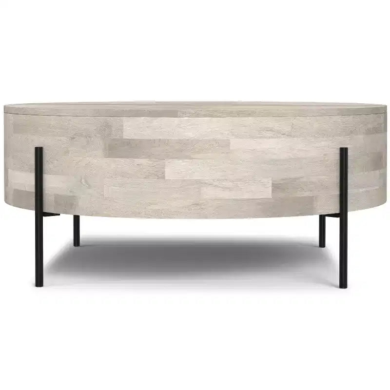 Tavolino da caffè Farmington SOLID MANGO WOOD 38 pollici Rotondo Moderno Urbano a Tamburo
