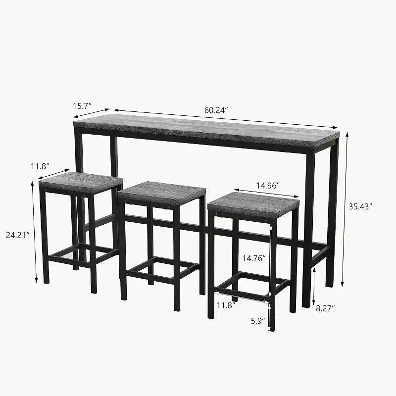 Set tavolo da pranzo in MDF grigio/naturale per 3 persone, 4 pezzi
