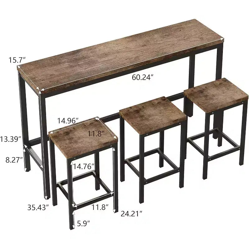 Set tavolo da pranzo in MDF grigio/naturale per 3 persone, 4 pezzi