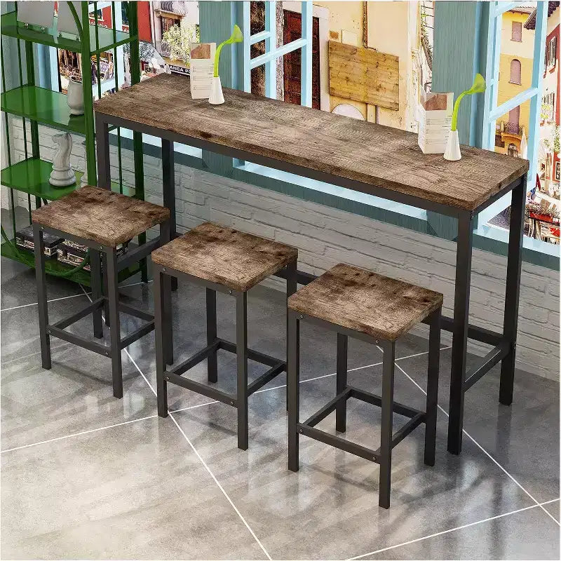 Set tavolo da pranzo in MDF grigio/naturale per 3 persone, 4 pezzi