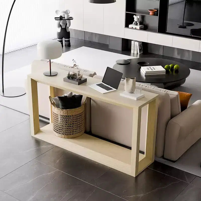 Marrone Scuro / Grigio / Rovere Tavolo Consolle a 5 Livelli – Mobile Contenitore da Divano e Ingresso, Montaggio per 1 Persona