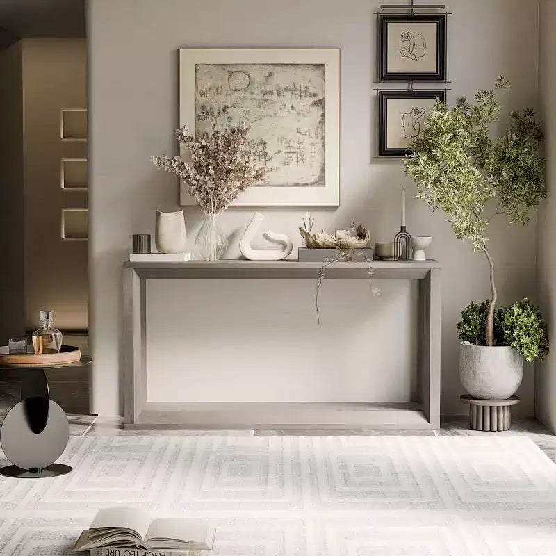 Marrone Scuro / Grigio / Rovere Tavolo Consolle a 5 Livelli – Mobile Contenitore da Divano e Ingresso, Montaggio per 1 Persona