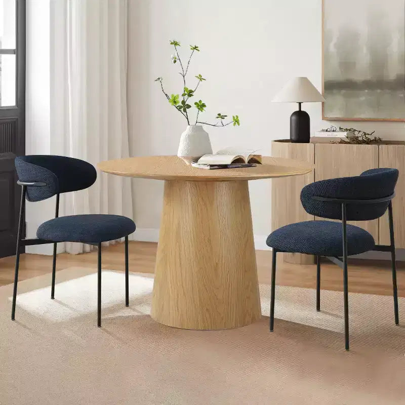 Sedia da pranzo imbottita beige/blu/verde, senza braccioli, schienale aperto, set da 2