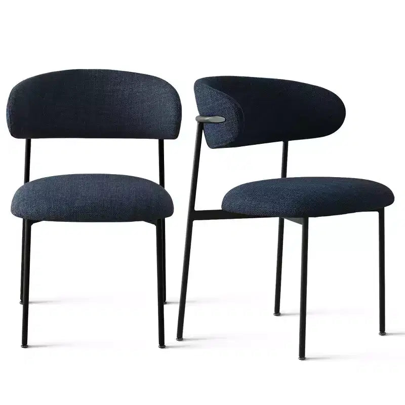 Sedia da pranzo imbottita beige/blu/verde, senza braccioli, schienale aperto, set da 2