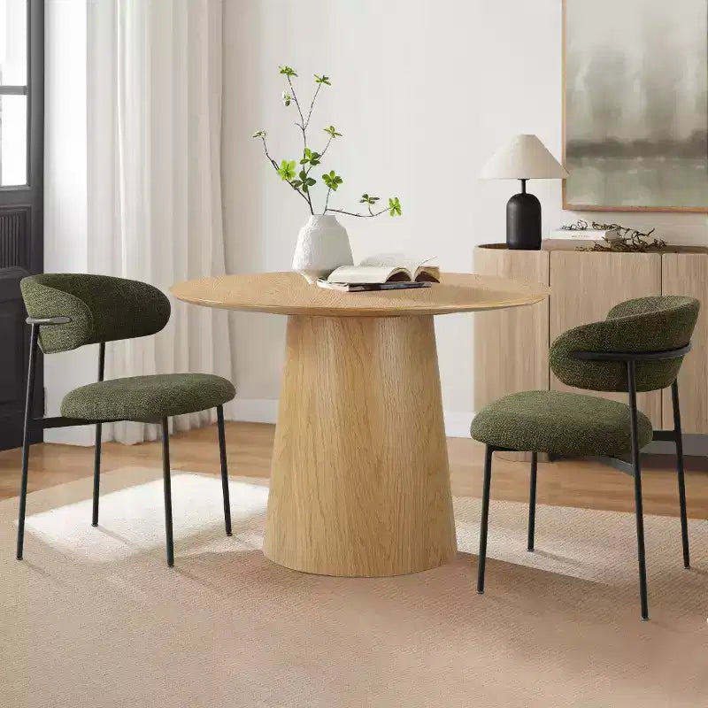 Sedia da pranzo imbottita beige/blu/verde, senza braccioli, schienale aperto, set da 2