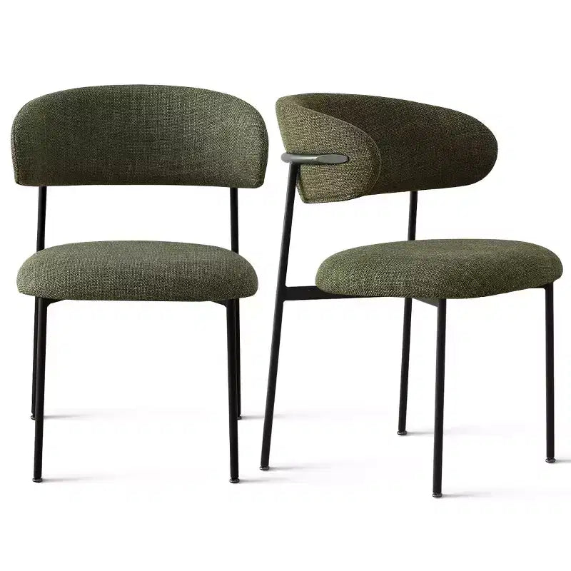 Sedia da pranzo imbottita beige/blu/verde, senza braccioli, schienale aperto, set da 2