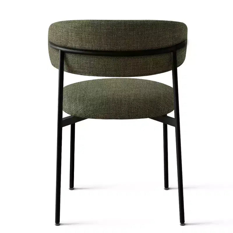 Sedia da pranzo imbottita beige/blu/verde, senza braccioli, schienale aperto, set da 2