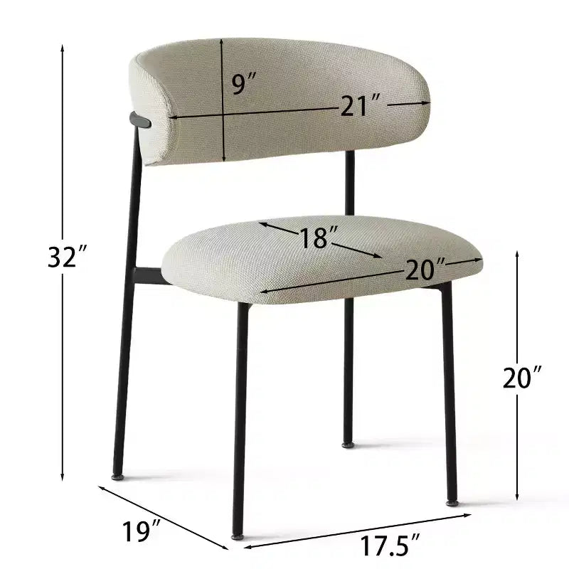 Sedia da pranzo imbottita beige/blu/verde, senza braccioli, schienale aperto, set da 2