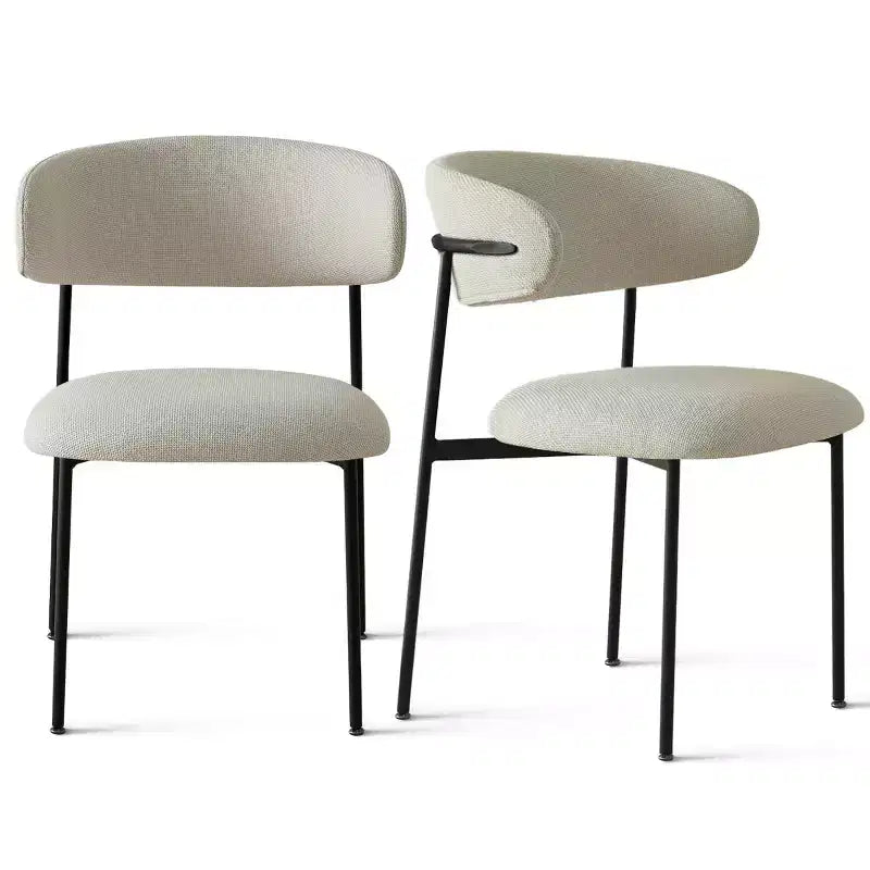 Sedia da pranzo imbottita beige/blu/verde, senza braccioli, schienale aperto, set da 2