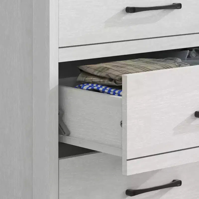 Cassettiera Pearl White Oak a 6 cassetti, 1 persona