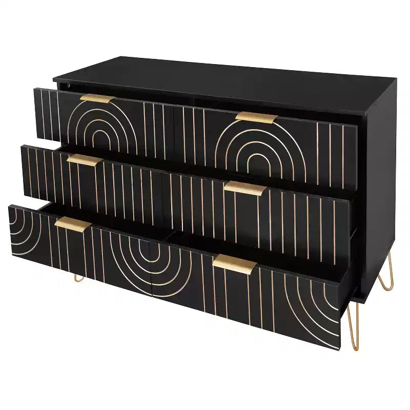 Cassettiera nera e oro a 6 cassetti, utente singolo