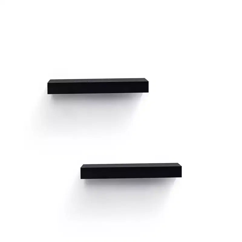 Mensola a muro galleggiante a LED nera, legno, singola, 40 cm