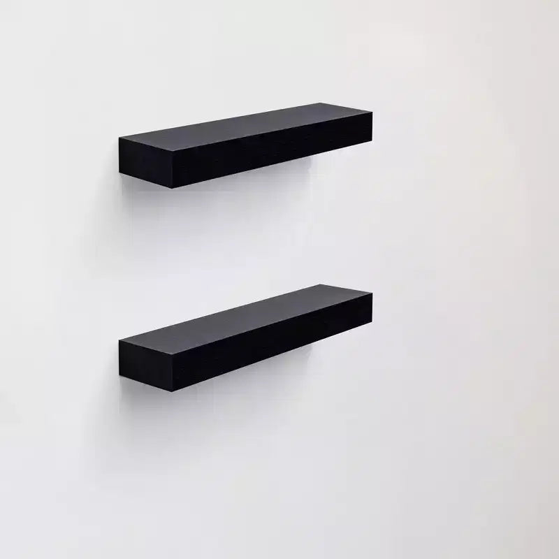 Mensola a muro galleggiante a LED nera, legno, singola, 40 cm