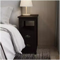 Retro Wooden End Table with Drawers and Open Shelf for Small Spaces - Brown