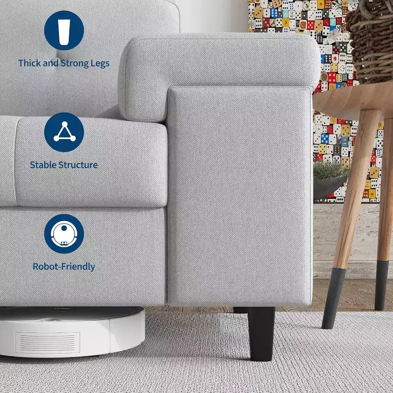 Divano a 3 posti Beige Bianco / Grigio Chiaro con braccioli regolabili e schienale trapuntato