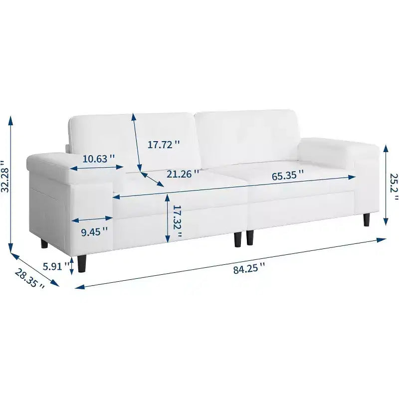 Divano a 3 posti Beige Bianco / Grigio Chiaro con braccioli regolabili e schienale trapuntato