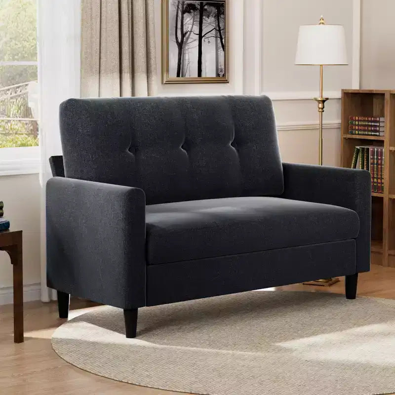 Divanetto a 2 posti imbottito beige/nero/blu/verde, montaggio senza attrezzi