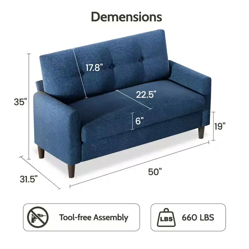 Divanetto a 2 posti imbottito beige/nero/blu/verde, montaggio senza attrezzi