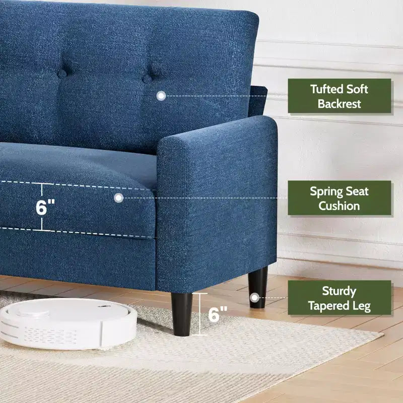 Divanetto a 2 posti imbottito beige/nero/blu/verde, montaggio senza attrezzi