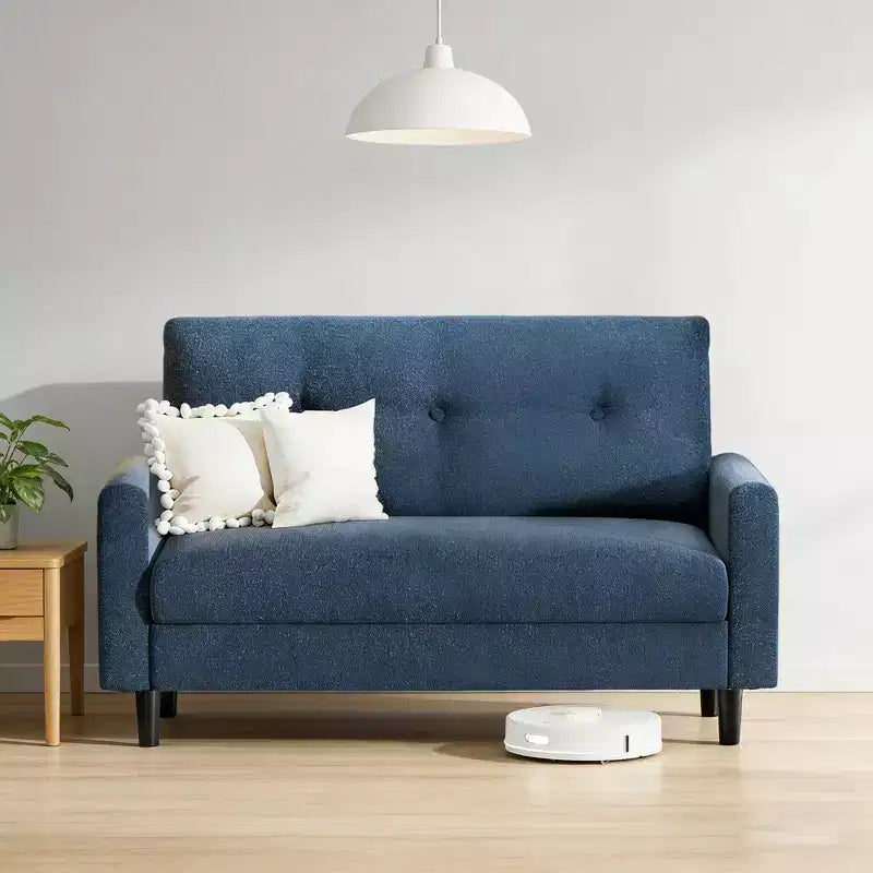 Divanetto a 2 posti imbottito beige/nero/blu/verde, montaggio senza attrezzi